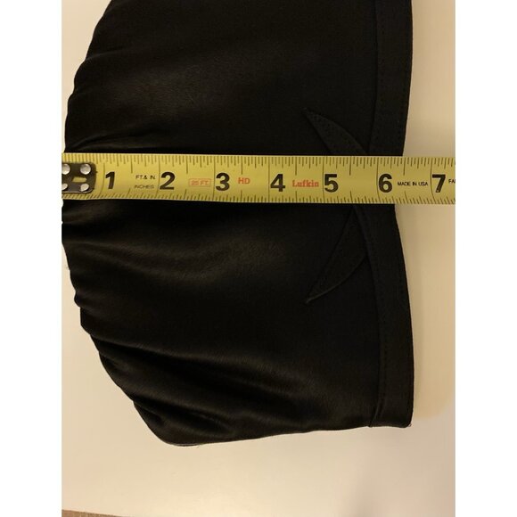 Black Satin Clutch Crossbody Strap Evening Bag Shoulder Womens Self Trim Accent - Picture 7 of 8